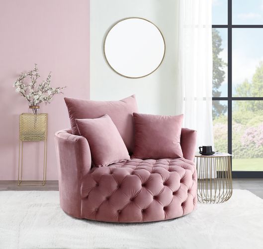 Zunyas - Accent Chair With Swivel - Pink Velvet