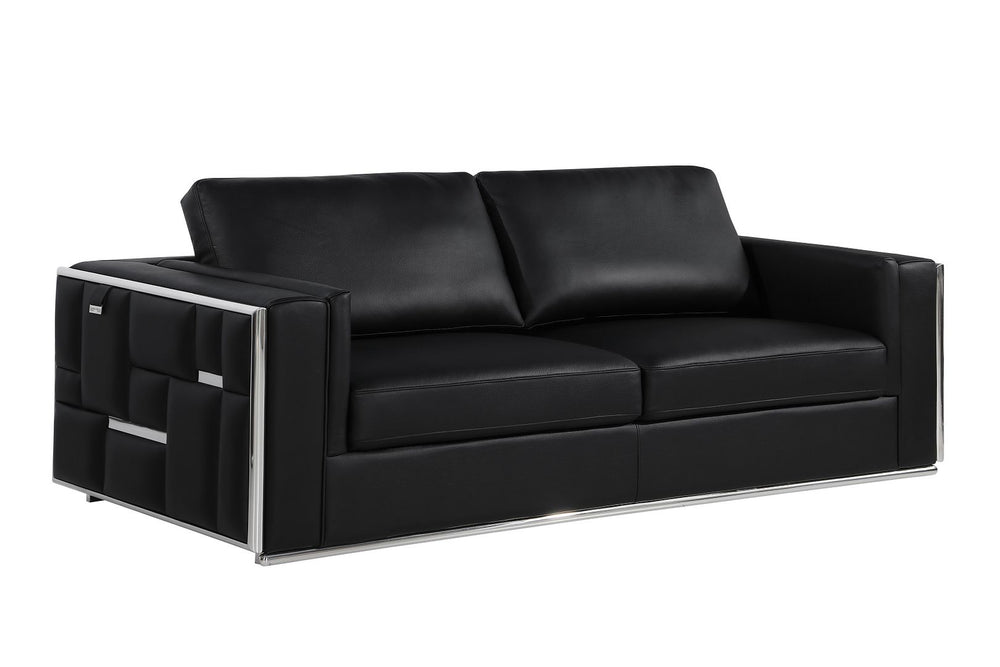 DivanItalia 1130 2-Piece Sofa Set in Top-Grain Italian Leather - Black