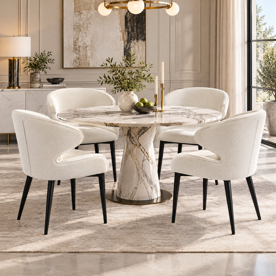 Minimalist Shell Back Dining Chair – Cream (Set of 4)