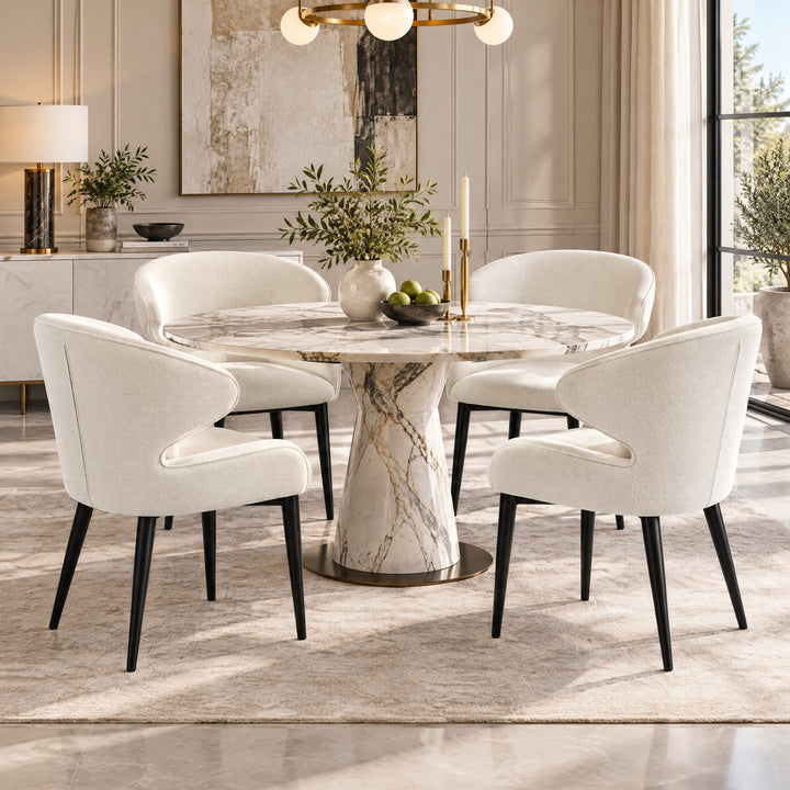 Minimalist Shell Back Dining Chair – Cream (Set of 4)