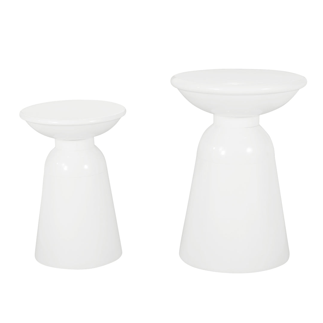 Serenita Flared Iron Side Table – White (Set of 2)