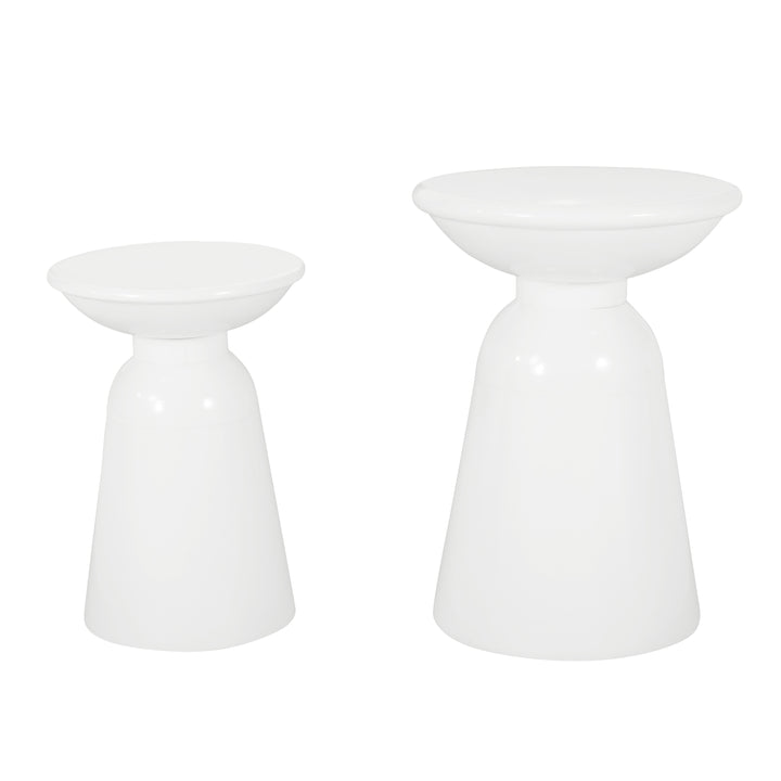 Serenita Flared Iron Side Table – White (Set of 2)