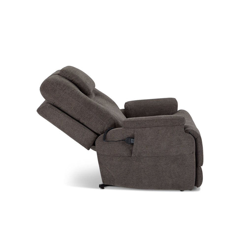 Zecliner Model 2+ Fabric Power Lift Sleep Recliner with Power Headrest, Lumbar, Heat & Massage in Umber