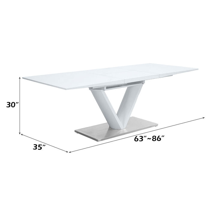 Gallegos - Dining Table With Leaf - White High Gloss