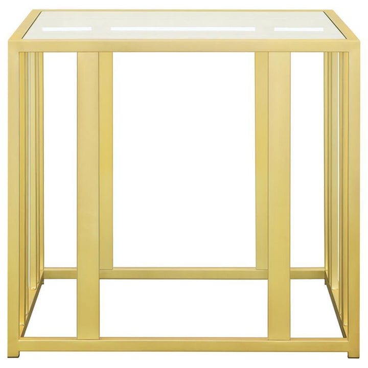 Adri - 3 Piece Coffee And End Table Set - Matte Brass