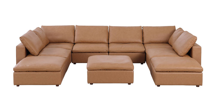 DivanItalia 1100 Top-Grain Italian Leather 9-Piece Sectional with Chaise - Cognac
