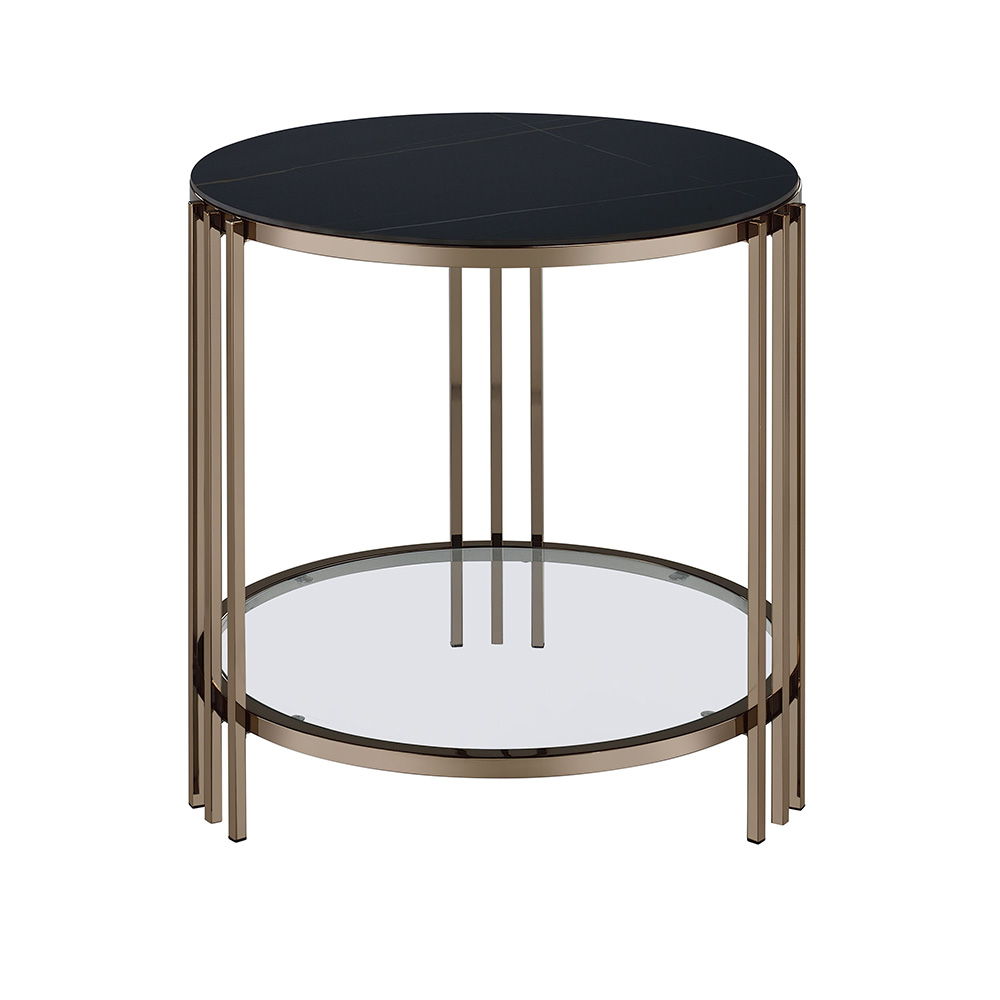 ACME Furniture Zaidee End Table Sintered Stone & Champagne