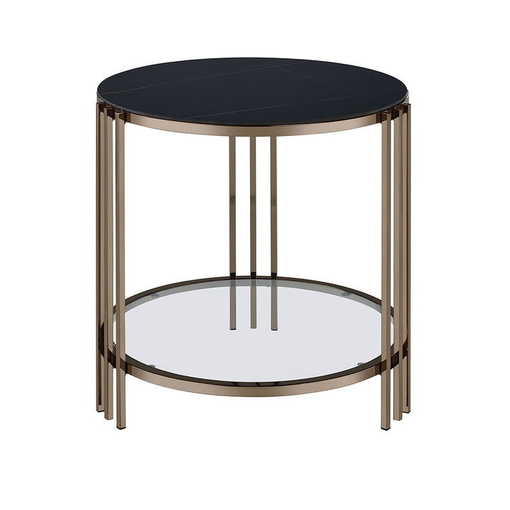 ACME Furniture Zaidee End Table Sintered Stone & Champagne