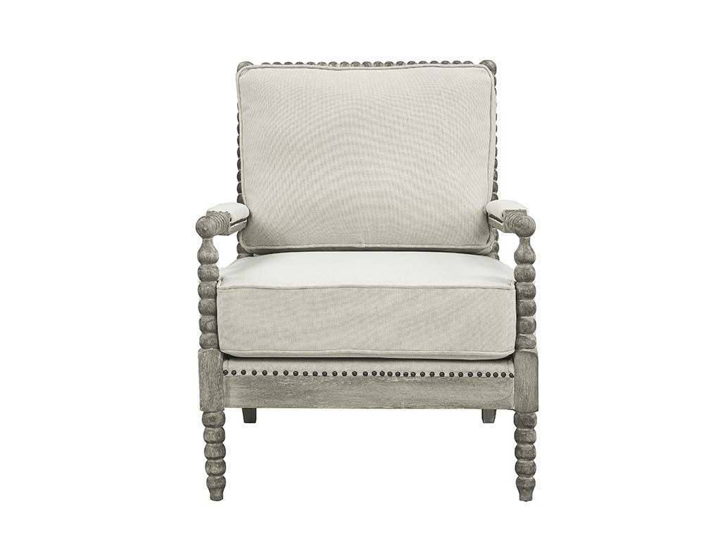 Saraid - Accent Chair - Beige Linen & Gray Oak