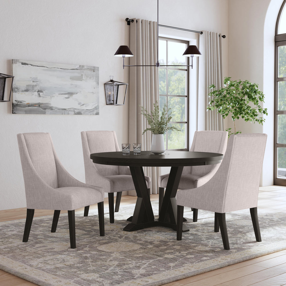 Lattice Round Dining Table Dark Brown