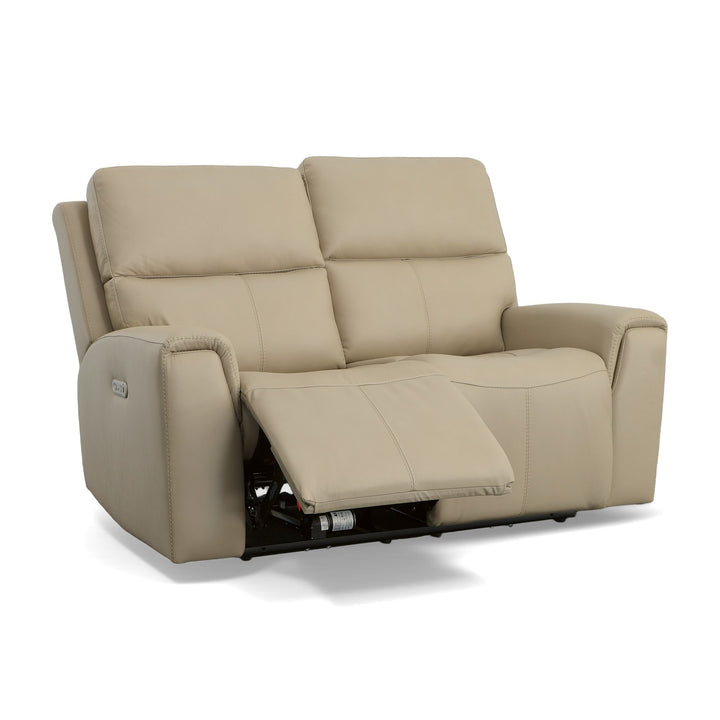 Jarvis Leather Power Reclining Loveseat with Power Headrests in Parchment