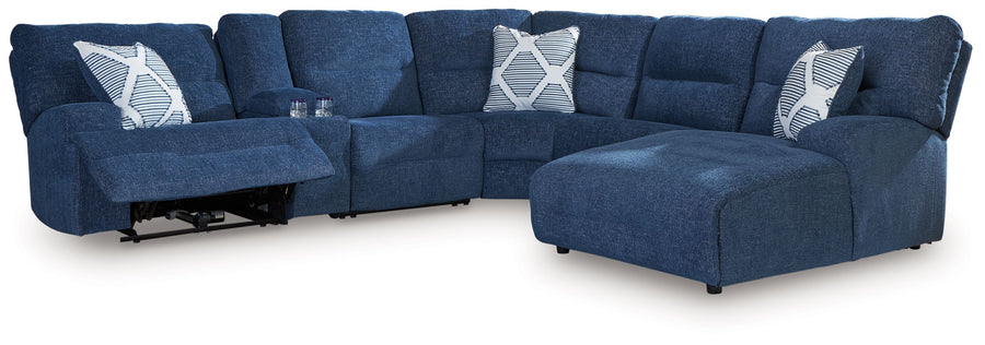 Acklen Place - 6-Piece Power Reclining Sectional With Raf Power Reclining Back Chaise - Navy by Ashley Furniture product image