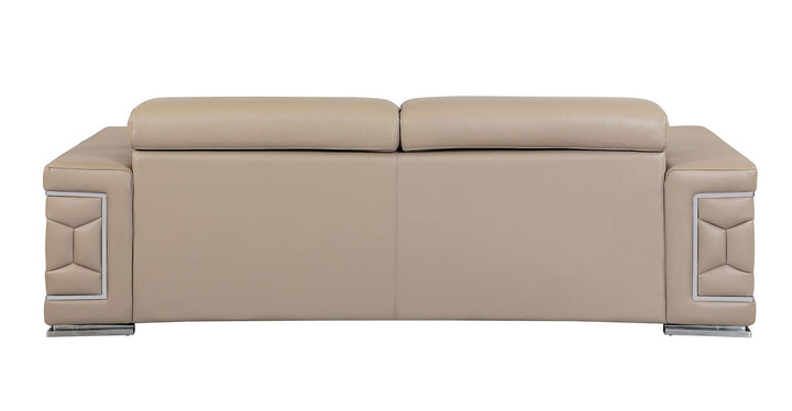 DivanItalia 692 Sofa with Adjustable Headrest in Top-Grain Italian Leather - Beige