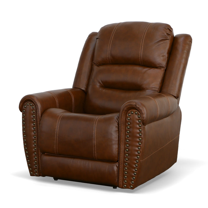Oscar Leather Power Recliner with Power Headrest in Grizzly