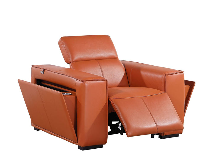 DivanItalia 1224 Top Grain Italian Leather Power Reclining Chair with Power Headrests - Camel