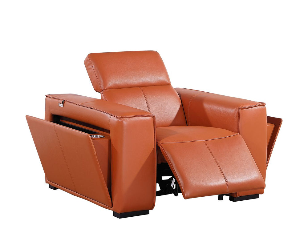DivanItalia 1224 Top Grain Italian Leather Power Reclining Chair with Power Headrests - Camel