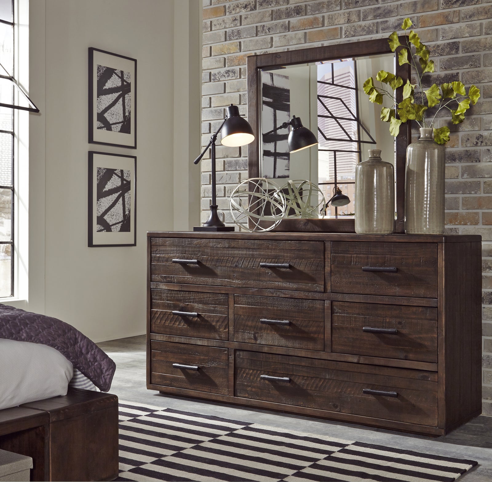 Modus Furniture Akk182 Mckinney Seven Drawer Solid Wood Dresser In Espresso Pine