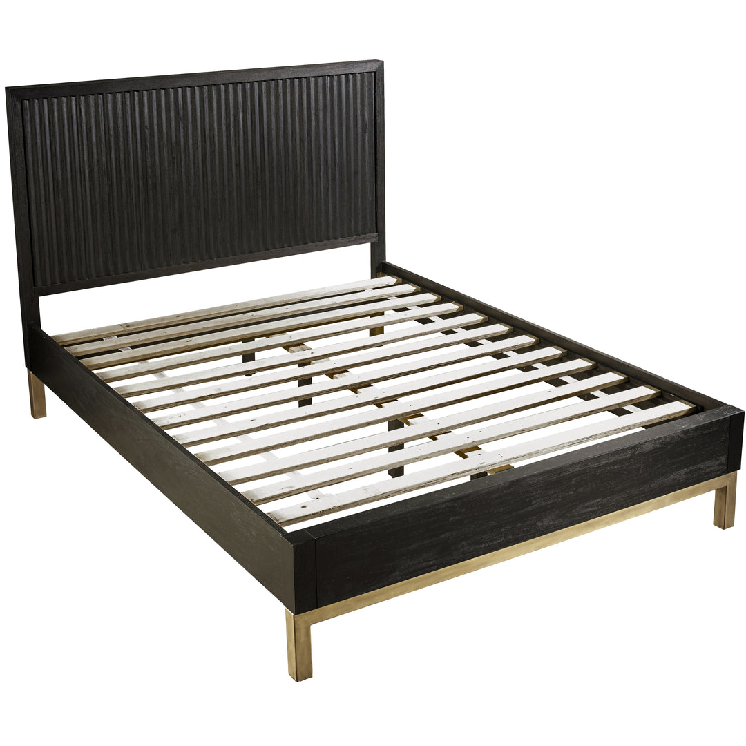 Modus Furniture 8Zu5P4 Kentfield Solid Wood Platform Bed In Black Drifted Oak