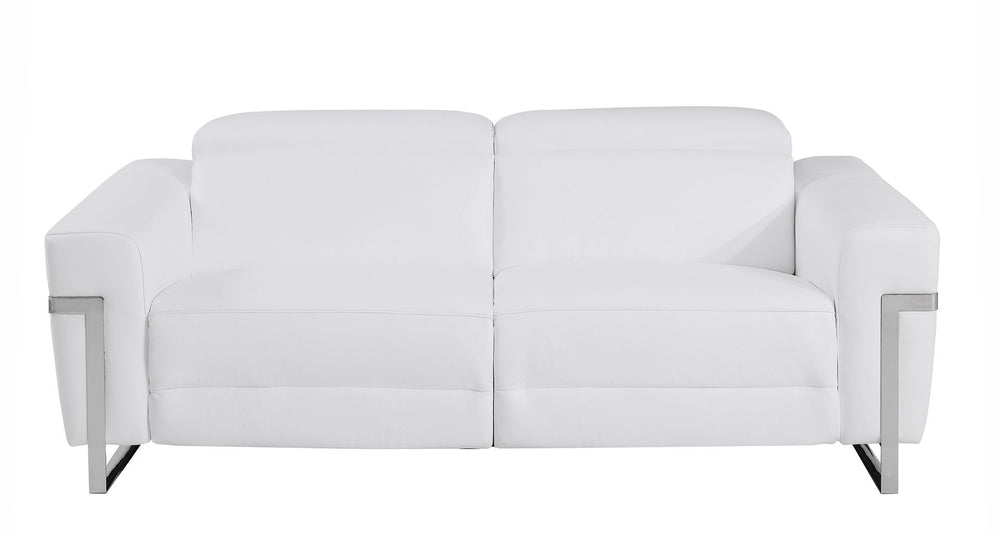 DivanItalia 990 Power Reclining 2-Piece Sofa Set with Power Headrest in Top-Grain Italian Leather - White