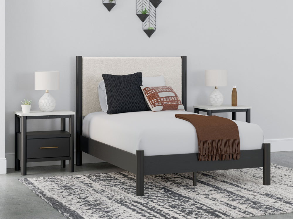 Cadmori - Full Upholstered Panel Bed - Black / White by Ashley Furniture product image