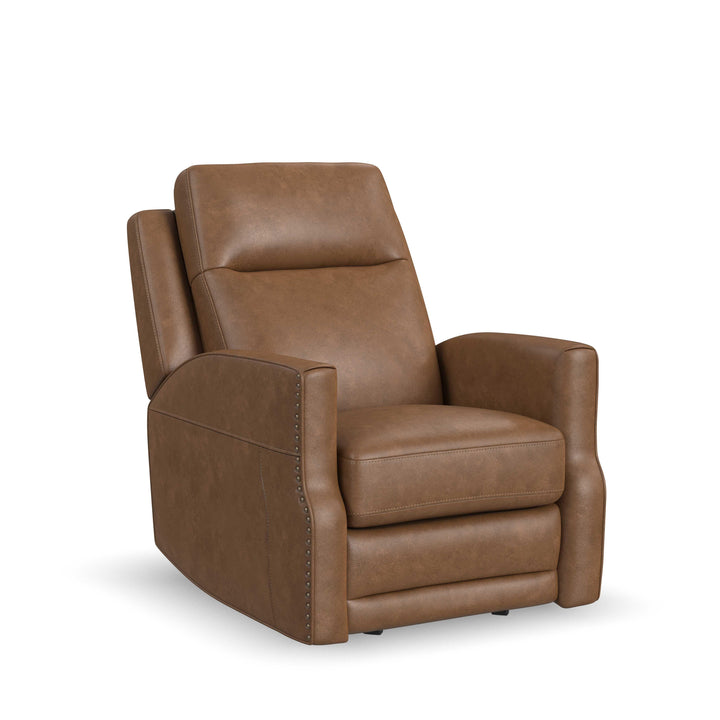 Maxwell Leather Power Gliding Recliner with Power Headrest and Lumbar in Cedar