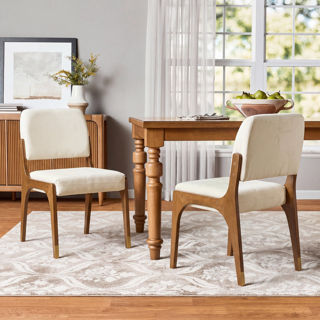 Geometric Rubberwood Dining Chair – Walnut (Set of 2)