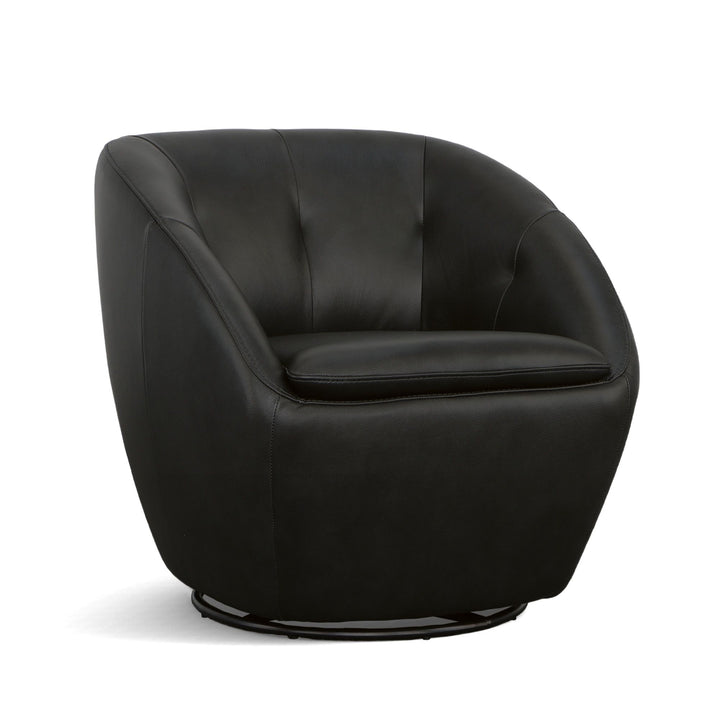 Wade Leather Swivel Chair in Ebony