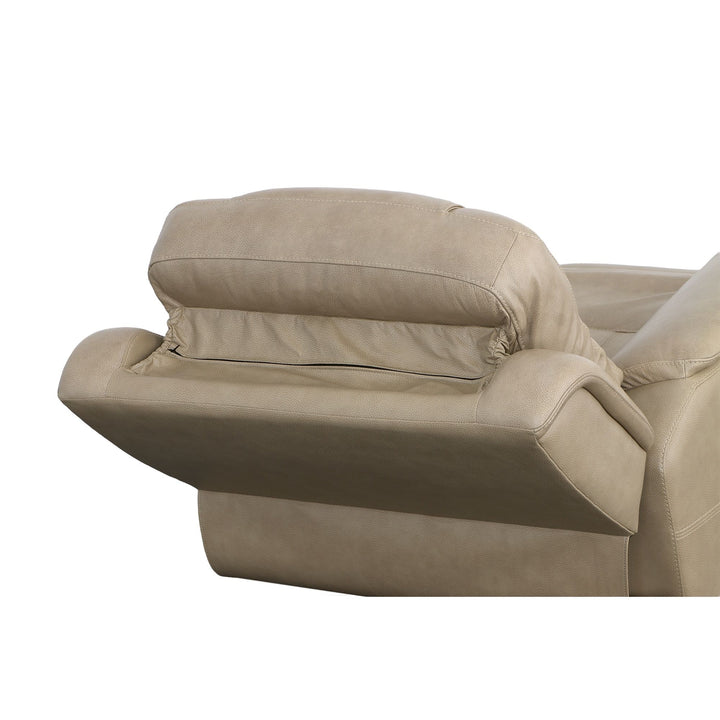 Crew Leather Power Recliner with Power Headrest &amp; Lumbar in Pebble