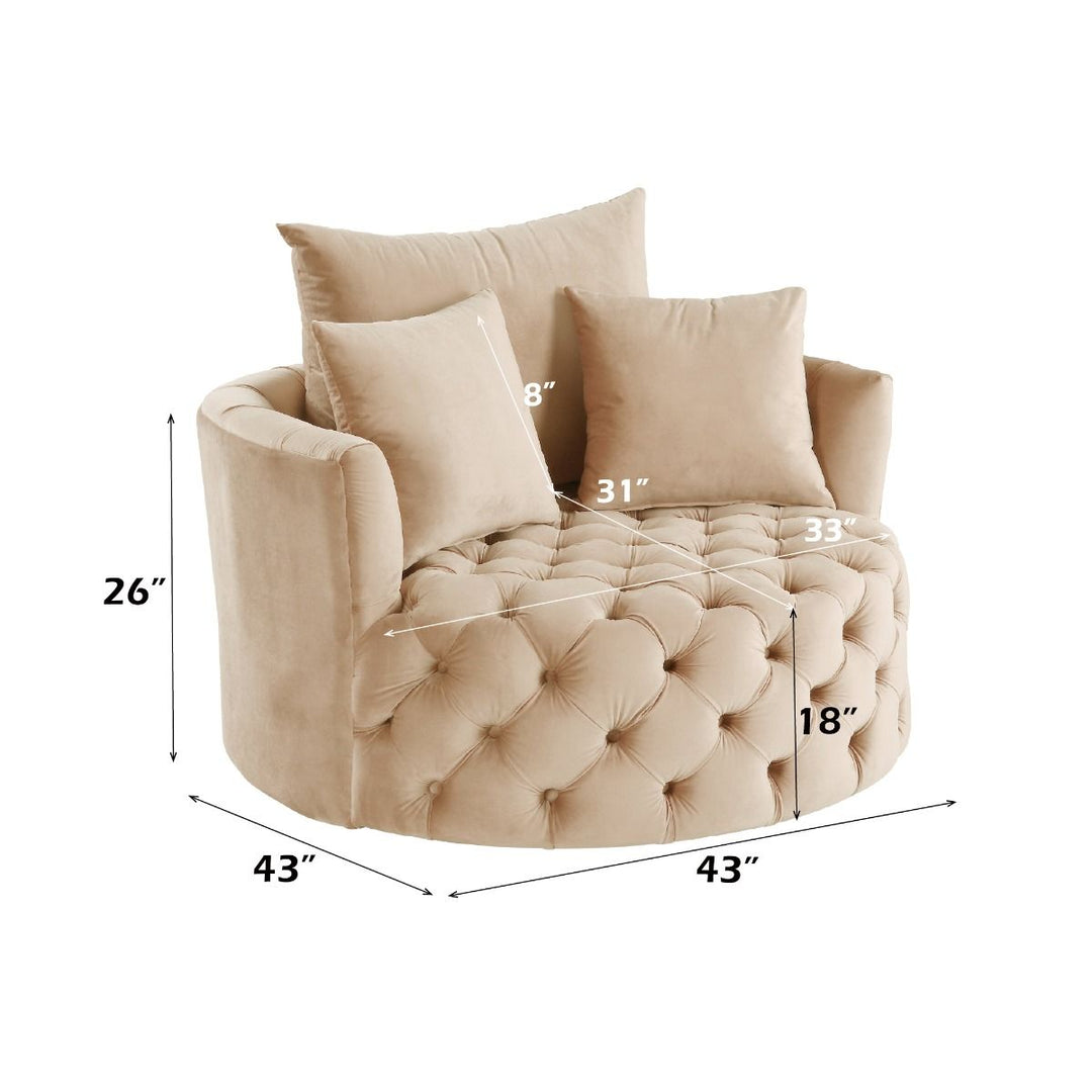 Zunyas - Accent Chair With Swivel - Beige Velvet