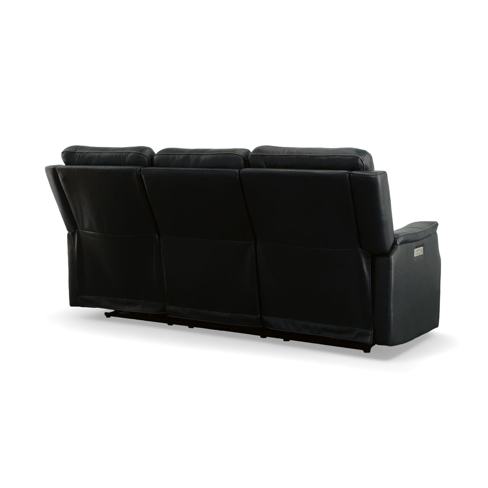 Easton Leather Power Reclining Sofa with Power Headrests & Lumbar in Ocean