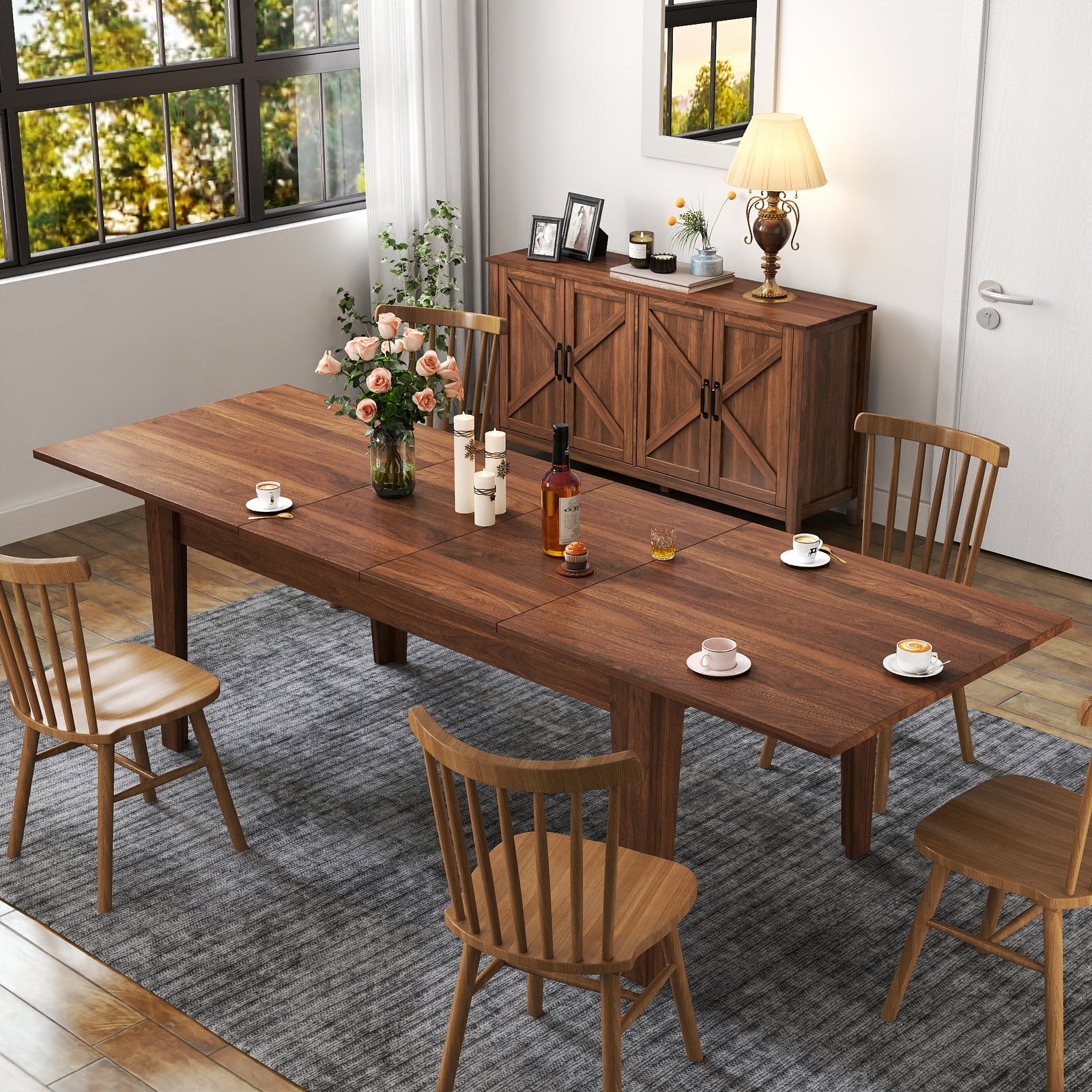 Mid-Century Modern 106" Large Dining Table in Walnut