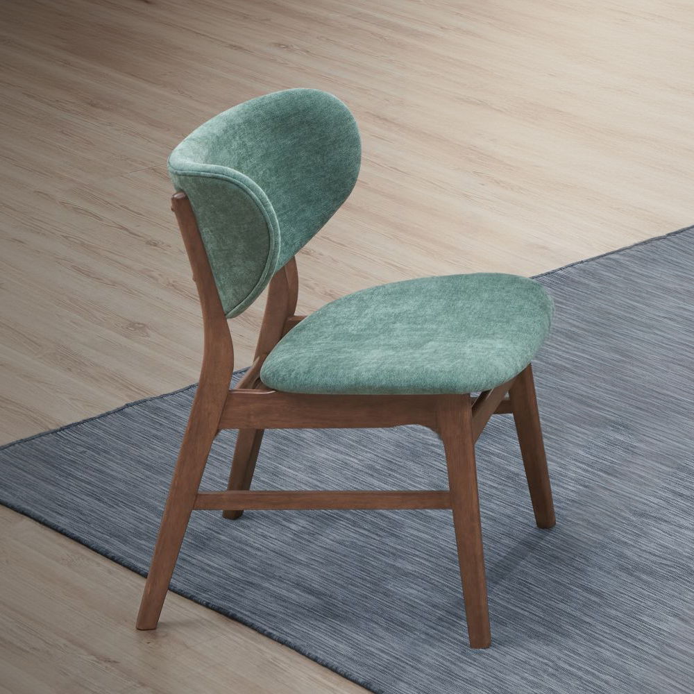Bevis - Side Chair Set of 2) - Green Fabric & Walnut