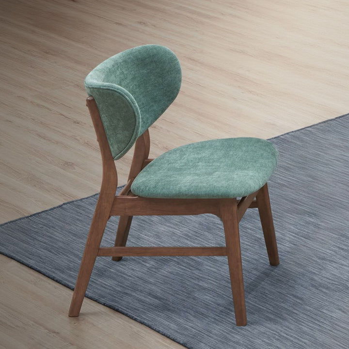 Bevis - Side Chair Set of 2) - Green Fabric & Walnut