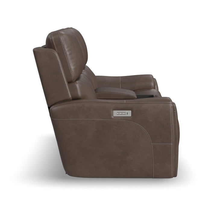 Carter Fabric Power Reclining Loveseat with Console &amp; Power Headrests &amp; Lumbar in Cappuccino