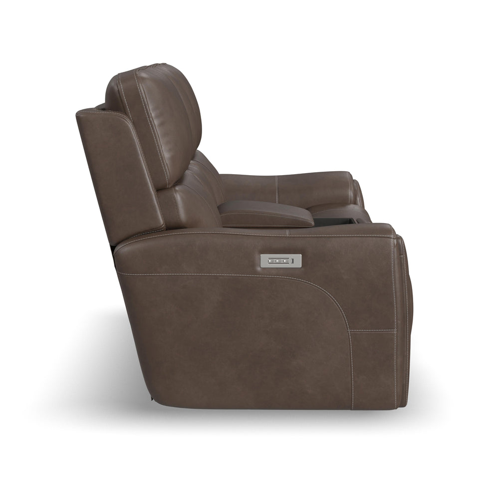 Carter Fabric Power Reclining Loveseat with Console & Power Headrests & Lumbar in Cappuccino