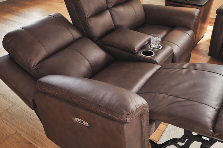 Bleckley - Power Reclining Loveseat With Console / Adjustable Headrest - Espresso by Ashley Furniture product image