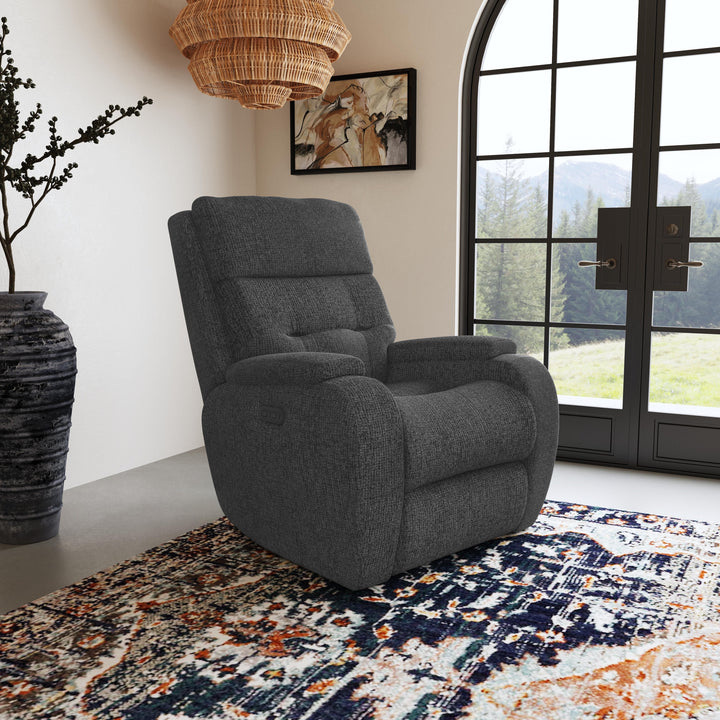 Strait Power Recliner With Power Headrest Gray