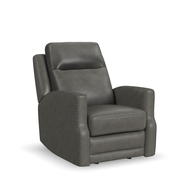 Maxwell Leather Power Gliding Recliner with Power Headrest and Lumbar in Cinder
