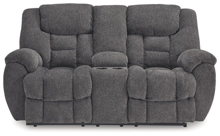 Foreside - Dbl Reclining Loveseat with Console - Charcoal