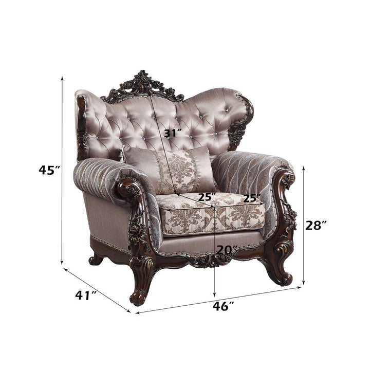 Benbek - Chair With Pillow - Fabric & Antique Oak