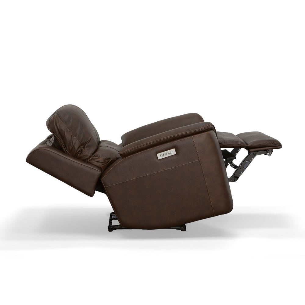 Henry Leather Power Recliner with Power Headrest & Lumbar in Burnt Umber