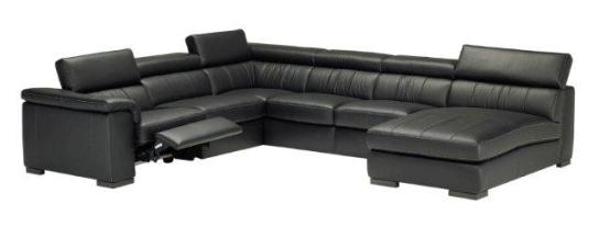 A485 Natuzzi Black Sectional Sofa