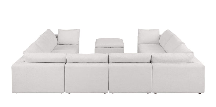 DivanItalia 1100 9-Piece U-Shaped Sectional in Top-Grain Italian Leather - Pearl