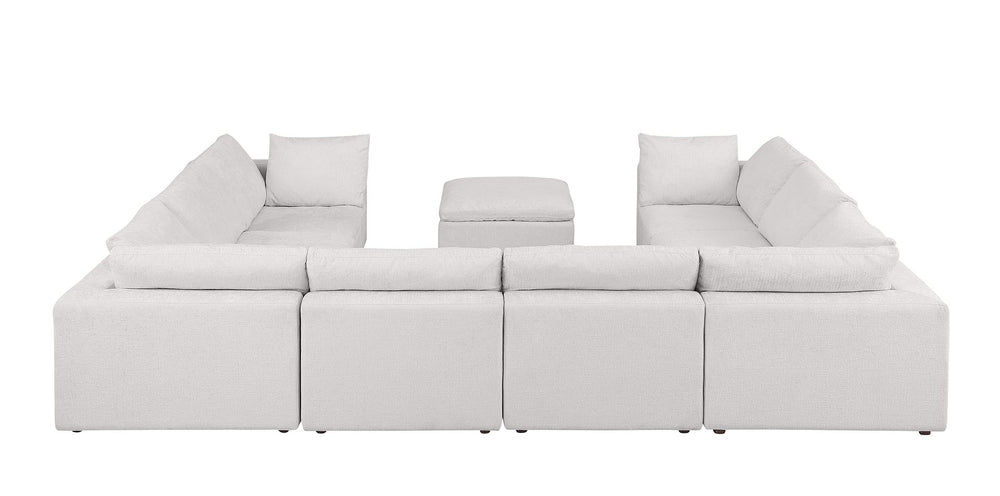 DivanItalia 1100 9-Piece U-Shaped Sectional in Top-Grain Italian Leather - Pearl