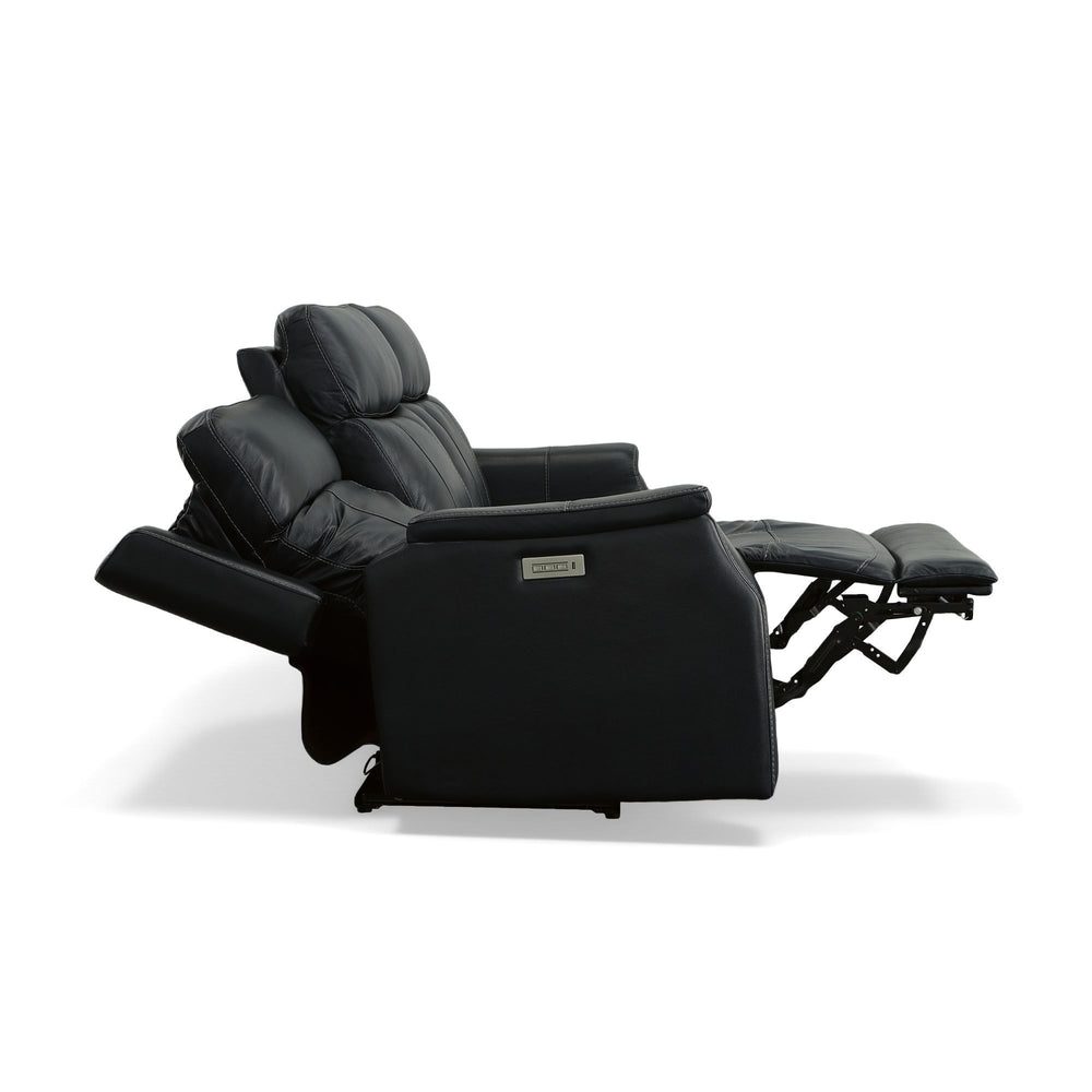 Easton Leather Power Reclining Sofa with Power Headrests & Lumbar in Ocean