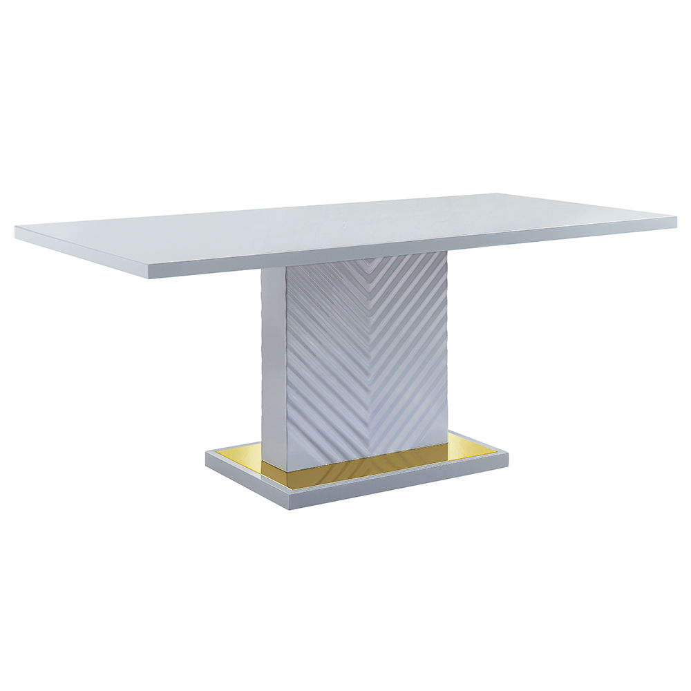 Gaines - Dining Table With Pedestal Base - Gray High Gloss