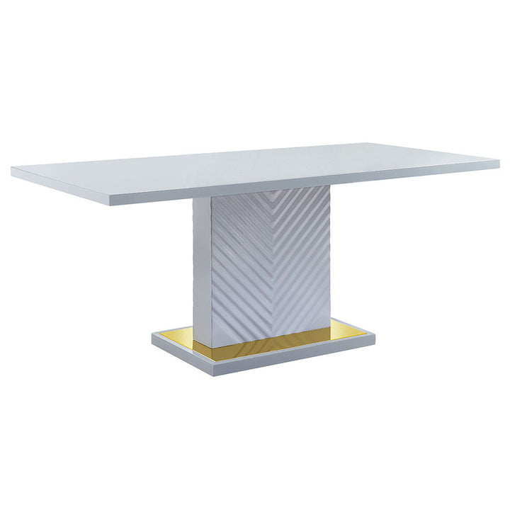 Gaines - Dining Table With Pedestal Base - Gray High Gloss