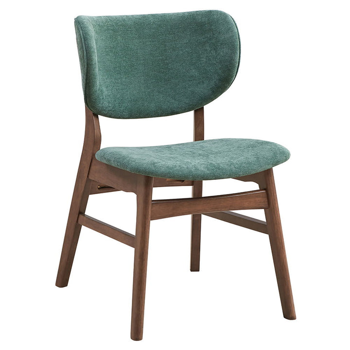 Bevis - Side Chair Set of 2) - Green Fabric & Walnut