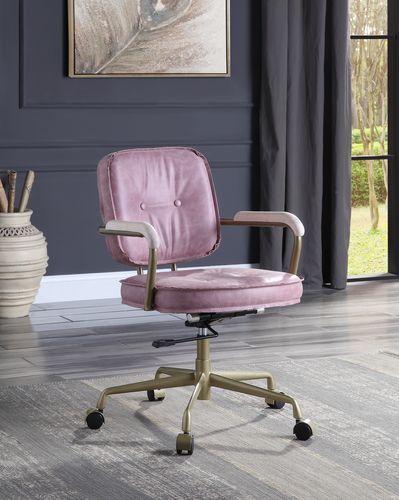 ACME Furniture Siecross Office Chair Pink Top Grain Leather