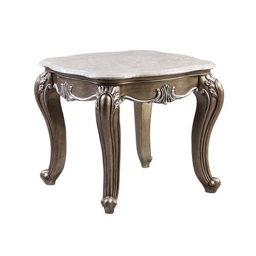 Elozzol - End Table - Marble Top & Antique Bronze